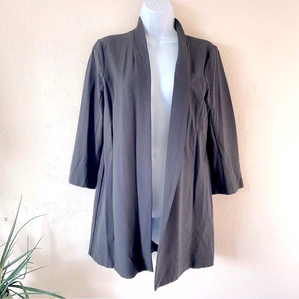 EILEEN FISHER Lagnelook Charcoal GrayOpen Front Cardigan Jacket Size Oversized S